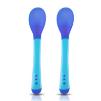 LuvLap Tiny Love Heat Sensitive Baby Feeding Spoon Set, Soft Silicone Tip, 2 Pcs,  - Silicone(Blue)