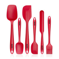 AGARO Delux Silicone Spatula Set of 6, Cooking and Mixing, for Non-Stick Cookware, Kitchen Tool Set(Red, Spatula)