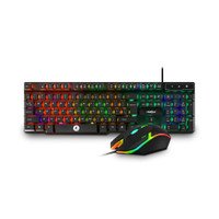 Frontech KB-0040 Wired Gaming Combo Keyboard and Optical Mouse| RGB Backlight | 104 Keys Wired USB Standard Laptop Keyboard Compatible with Desktop, Laptop, Mac with High-Precision Optical Mouse, 104 Keys Layout, Backlit LED Illumination(Black)