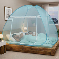 Alciono Mosquito net for Double Bed|King Size Bed Foldable Machhardani|6.5x6.5 feet Polyester Washable Adults Mosquito Net(Full Blue, White, Tent)