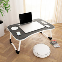 Story@home LT4002 Wood Portable Laptop Table(Finish Color - Black, Pre Assembled)