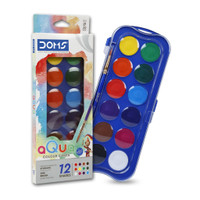 DOMS Watercolour Cakes 12 Shades (30 mm)(Set of 1, Multicolor)