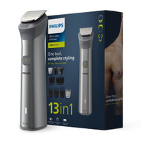 PHILIPS MG5930/65, 13 in 1 Multigroomer, Patented Beardsense Tech Trimmer 120 min  Runtime 1 Length Settings(Grey)