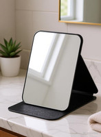 VARIYAENTERPRISE28 Foldable Makeup Mirror with Stand Decorative Mirror(Square Finish : Faux Leather)