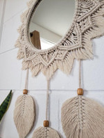Anastrader White_Macrame_Mirror-07 Decorative Mirror(Round Finish : Comb Before use)