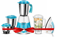 Havok 750 W Mixer Grinder (1100 W Dry Iron Combo | 4 Jars | Blue ) 750 W Juicer Mixer Grinder(Elegant Mixer With Press | 4 Jars | Blue)