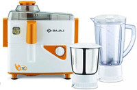 BAJAJ by BAJAJ ELECTRICALS LIMITED JX 4 NEO 500 W Juicer Mixer Grinder(JX4 NEO 410700 | 2 Jars | White, Orange)
