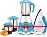 Skystar Elegant Mixer Grinder & 750 Dry Iron Super Combo 700 W Mixer Grinder(Elegant & 750Dry Iron Super Combo | 3 Jars | White Blue)