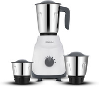 BAJAJ 3 500 W Juicer Mixer Grinder(NINJA SERIES CONTEMPO 500W GREY 410579 | 3 Jars | white/grey)