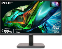 Acer 60.45 cm (24 inch) Full HD IPS Panel with-Visioncare, VGA, HDMI, Ergonomic Stand, Flicker-Free Monitor (EK240Y)(AMD Free Sync, Response Time: 1 ms, 100 Hz Refresh Rate)