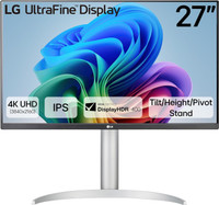 LG ULTRAFINE 27UP650K 68.58 cm (27 inch) 4K Ultra HD LED Backlit IPS Panel Monitor (DisplayHDR 400,HDMI, DisplayPort,1.07B Colors,Tilt/Height/Pivot Adjustable Stand)(Frameless, Response Time: 5 ms, 60 Hz Refresh Rate)