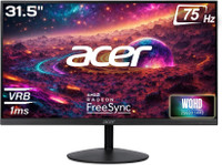 Acer 80.01 cm (32 inch) WQHD LED Backlit IPS Panel with HDR10, VGA, HDMI, 2X1W Inbuilt Speakers, Flicker-less, Blue light Shield, EcoDisplay, VisionCare, Tilt-able Stand, VESA wall Mount Ultra-Thin Monitor (SA322Q U)(Frameless, AMD Free Sync, Response Time: 1 ms, 75 Hz Refresh Rate)