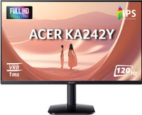 Acer 60.45 cm (24 inch) Full HD LED Backlit IPS Panel with 6 axis Color Adjustment, 2X2W Inbuilt Speakers, Display Widget, VisionCare, ENERGY STAR Certified, Robust Stand Monitor (KA242Y)(Frameless, AMD Free Sync, Response Time: 1 ms, 120 Hz Refresh Rate)