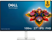 DELL 68.58 cm (27 inch) Full HD LED Backlit IPS Panel with Built-In 5W Dual Speaker, 99% sRGB (typical), Brightness: 300 nits (typical), Ports: 2x HDMI, Flicker Free Monitor (S2725H)(Response Time: 4 ms, 100 Hz Refresh Rate)