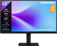 Samsung S3 54.61 cm (22 inches) Full HD LED Backlit IPS Panel with Dual HDMI Ports (2EA), Super Slim Borderless Design, Eye Saver Mode, Wall Mountable, Flat Monitor, Game Mode Monitor (LS22F320GAWXXL)(Response Time: 5 ms, 120 Hz Refresh Rate)