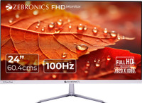 ZEBRONICS Pure Pixel 60.96 cm (24 inch) Full HD VA Panel with 250 nits brightness, HDMI, VGA, Ultra Slim Bezel, Built-in Speakers, Metal Stand, Wall Mountable Monitor (ZEB-EA124)(Response Time: 12 ms, 100 Hz Refresh Rate)