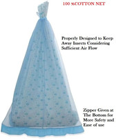 Kimmimeow Cotton Infants Washable Cradle / Thottil/ Jhula mosquito net for baby Blue (0-3) years Mosquito Net(Blue, Ceiling Hung)