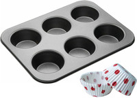 CAKE DECOR Carbon Steel Cupcake/Muffin Mould 6(Pack of 6)