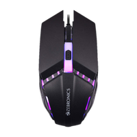 ZEBRONICS Zeb Phero Wired Ambidextrous Optical  Gaming Mouse DPI Switch, High Precision, Plug & Play, 4 Buttons(USB 2.0, RAINBOW LED)