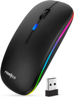 Frontech Dual Connectivity Wireless Mouse | RGB | 1600 DPI | 400mAh Rechargeable Battery Ambidextrous Optical Mouse(2.4GHz Wireless, Bluetooth, Black)