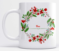 LOROFY Name Una Printed Red Floral Design White Ceramic Coffee Mug(350 ml)