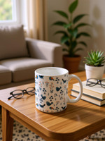 Tuelip Beautiful Seamless Bird Pattern White Color Cup for Tea And Coffee Ceramic Printed (350 ML) Ceramic Coffee Mug(350 ml)