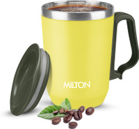 MILTON Cool Touch Coastal 350 Stainless Steel with Lid,Yellow, Hot & Cold Beverages Stainless Steel Coffee Mug(300 ml)