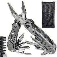 PEXCOO 24 in 1 Multi-function Plier Tools Made of Stainless Steel with 11 Screwdriver Multi Utility Plier(24 Tools, Silver)