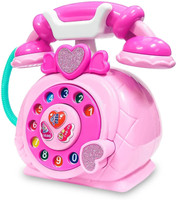 Space Age Classic Dial Toy Phone for Kids – Rotating Dial & Calling Sound Effect(Pink)