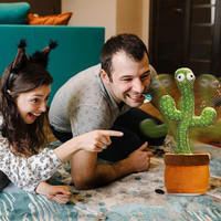 domnikyas Dancing Cactus Toy + USB Power Cable - Repeats What You Say, Dances, Sings 120 Songs, LED Lights For Kids & Babies - Record Your Message - Home Decoration, Kids Room, Party(Green)