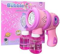 RK ENTERPRISES Rechargeable Bubble Machine with LED Lights, 2 Bubble Solution Bottles,USB Cable(Purple)