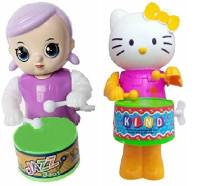 M S.Toys Key Operated Cute Drummer Toy with Children BABY-Y-KITTY Muiacal Toys Rattle(Multicolor)