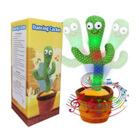 Sonpal Dancing Cactus Soft Toy with USB Charging That Sing, Dance, Glow and Mimic(Grey)