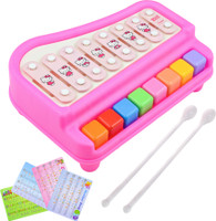 WISHKEY Hello Kitty 2-in-1 Xylophone Piano 8 Keys Musical Instrument Toys for Kids(Pink)