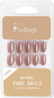 feelhigh 24 Stick On Natural Fake Nails , WaterProof, Press On Nails Short Press(Shade 18)