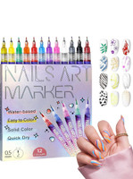Velmi Nail Art Marker Pens Set | 12 Colors Ultra Fine DIY Nail Tools(DIY Nail Painting | Nail Art Kit for Women & Kids | Multicolor)