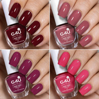 G4U Bright 4 Piece Quick Dry Nail Polish Kit A4 Wine-Mauve-Brown-Pink(Pack of 4)
