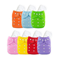 AEREX Washable 10 Baby Cloth Diaper, Adjustable Nappies & Bamboo 10 Inserts Pads