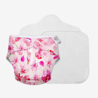 Superbottoms Freesize UNO - Washable Baby Nappy/ Cloth Diaper + 1 Organic Cotton Dry Feel pad +1 Booster Pad (Cherry Blossom)