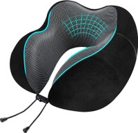 Greeli Premium Memory Foam Neck Support Pillow for Travel Comfortable and Portable Neck Pillow(Black)