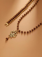 DIVINE HINDU Gold Plated Om Shiva 54 Bead Trishool Necklace | Rudraksha Brown Bracelet Combo Gold-plated Plated Wood Necklace