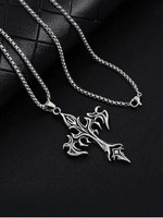 Oscar Enterprises Pine Pearls Trending Jesus Cross Necklace For Men And Boys-04 Silver Plated Stainless Steel Chain