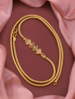 VRAJ FASHION JEWELLRY FOX CHAIN HEART PENDANT 24" inch FOR WOMEN/GIRLS Cubic Zirconia Gold-plated Plated Brass Chain