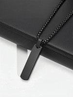 Thrillz Silver For Men Bar Pendant Black Pendant For Men Boys Silver Plated Stainless Steel Chain