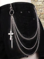 TIYAAZ Cross talwar Layer Pants, side hanging jeans Stainless Steel Chain