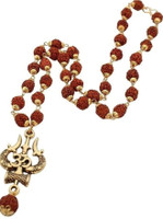 Divine rudras Mahakal Locket with Rudraksha Mala, Trishul Damru Pendant, Spiritual Shiva mala Rhodium Plated Rudraksha Chain