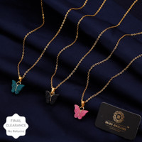 brado jewellery Butterfly Shape pendant chain necklace for women and girls Gold-plated Plated Alloy Necklace