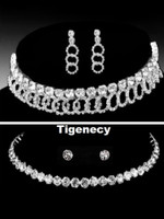 TIGENECY Diamond Gold-plated Plated Alloy Necklace Set Diamond Brass Plated Brass Necklace Set