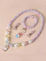 SYGA 5 Pieces Unicorn Fashion Jewelry Set for Girls (Multicolor) Beads Plastic Necklace Set