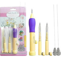 Shivom Yellow -Punch Needle Pen Crochet Knitting Needle Tool for Beginners Set, 3 Sizes Hand Sewing Needle(Embroidery Needle 3 Pack of 3)
